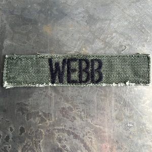 WEBB Embroidered Vintage ‘Army Green’ Military name tape patch WEBB